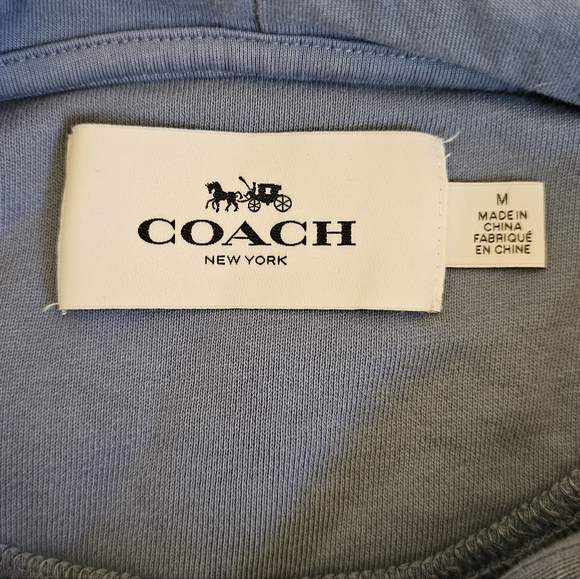 Coach $225 Size M Patch Hoodie Blue Fitted Designer Luxury Cotton Spring Unique - Picture 4 of 6